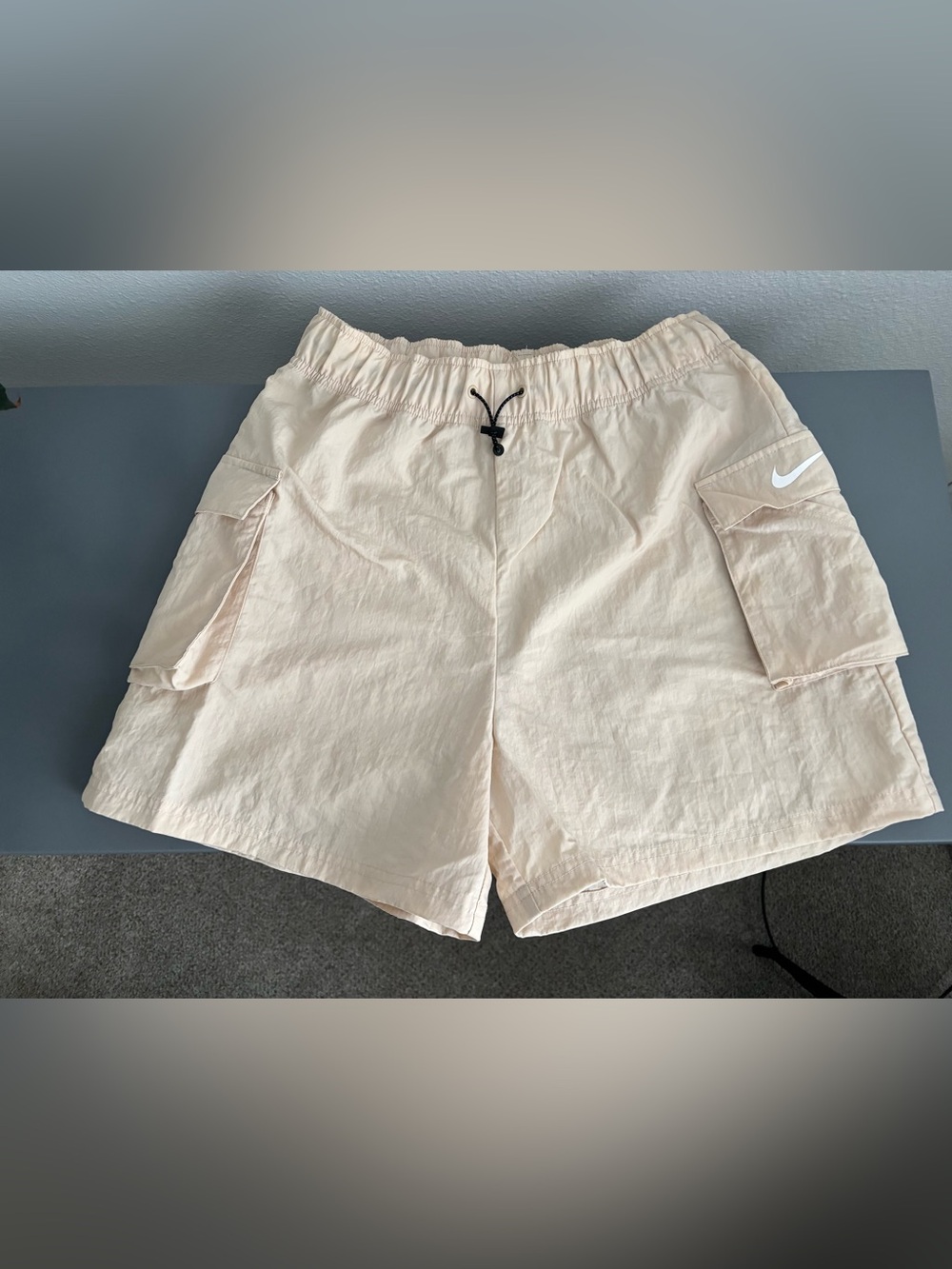 Nike Women's Light Cream Cargo Shorts with Drawstring Waist